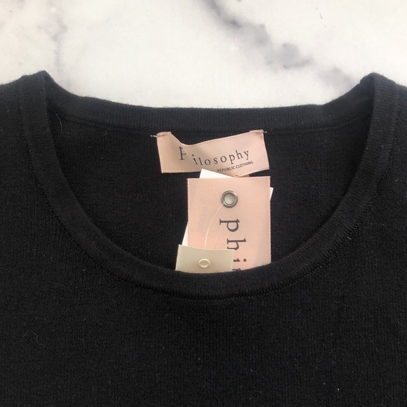 Philosophy Republic Ruffled Flutter Sleeve Black Knit Top Blouse Large NWT - Picture 13 of 14